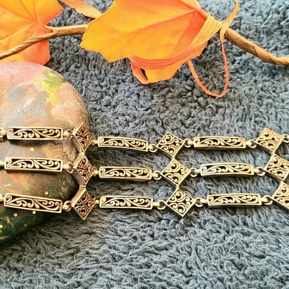 Vintage - Sterling Silver- Multi-Layered Bracelet - Intricate Design - 7.5 Long